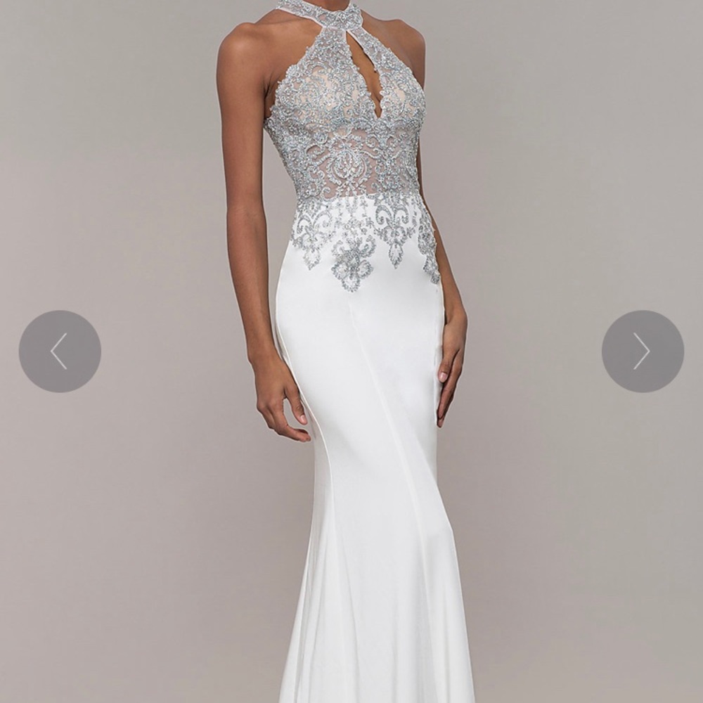 White Halter Top Jovani Prom Dress